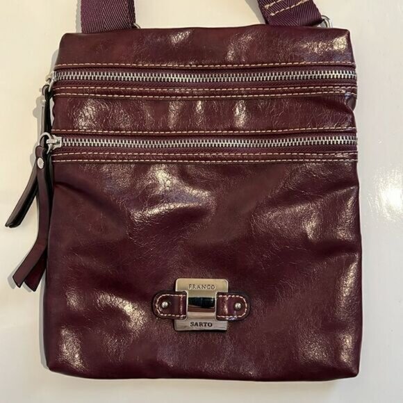 Franco Sarto Maroon Faux Leather Crossbody Bag - Picture 2 of 13